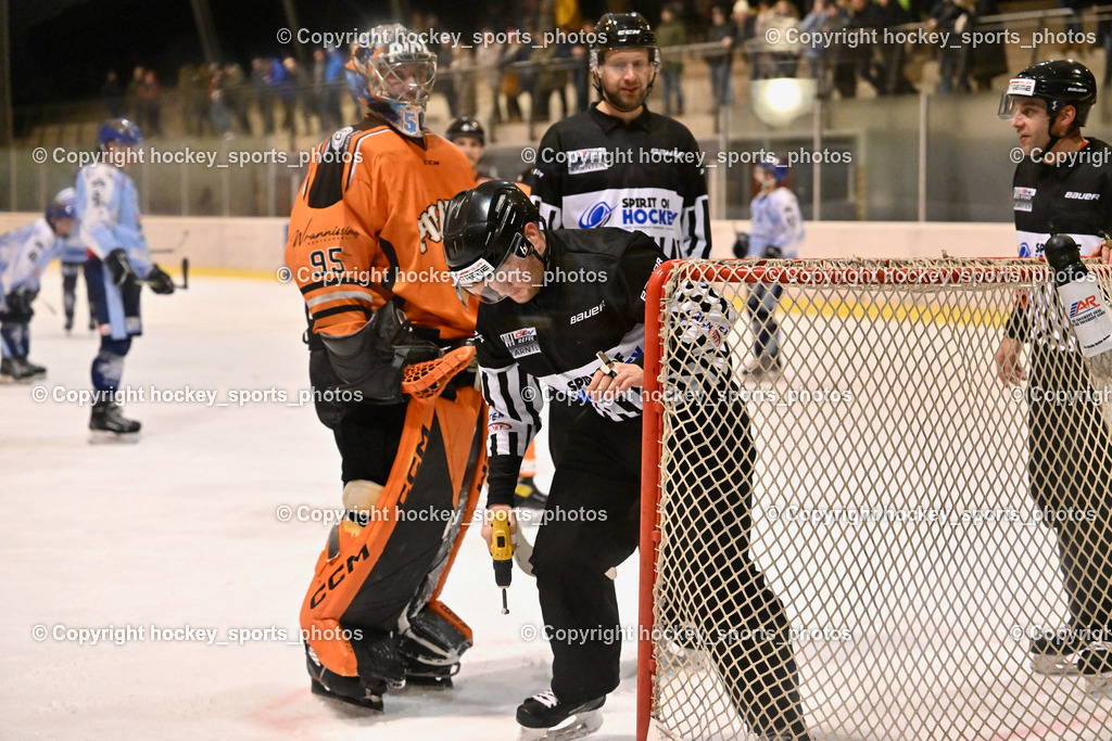 USC Velden vs. ESC Steindorf 9.1.2023 | #95 Stroj Thomas, PÖTSCHER Michael, MIKE David, DREIER Alexander, Referees, Bohrmaschine 