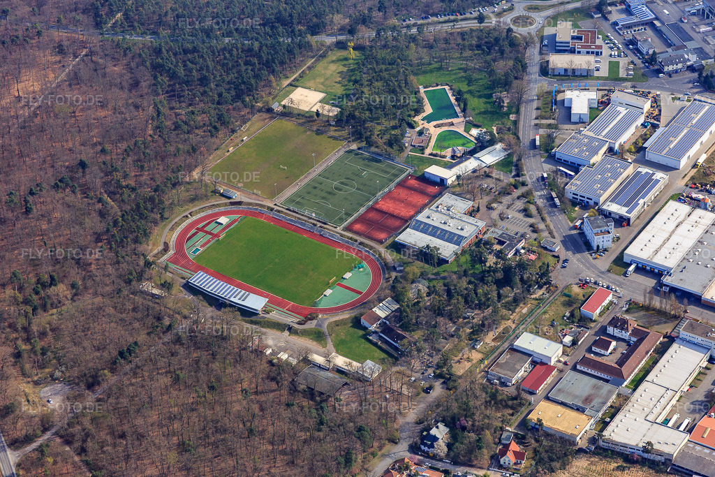 Luftbild: Waldstadion und Sportanlage Viernheim sowie Waldschwimmbad Viernheim in Viernheim im Bundesland Hessen in Deutschland. Foto: IMG_077029.jpg vom 12.04.2015 durch Werner Riehm/FLY-FOTO.deWaldschwimmbad - Stadtwerke Viernheim