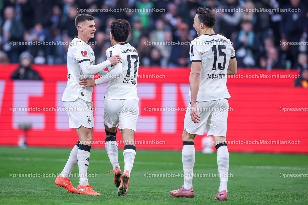 BMG13122501028 | 13.12.2025, Fußball, Borussia Mönchengladbach - VfL Wolfsburg, 1. Fußball Bundesliga, 14.Spieltag, Borussia-Park, Saison 2025 2026: Torjubel nach dem Tor zum 1:1 durch Torschütze Haris Tabakovic&nbsp;(Borussia Mönchengladbach #15)    DFB regulations prohibit any use of photographs as image sequences and or quasi-video.