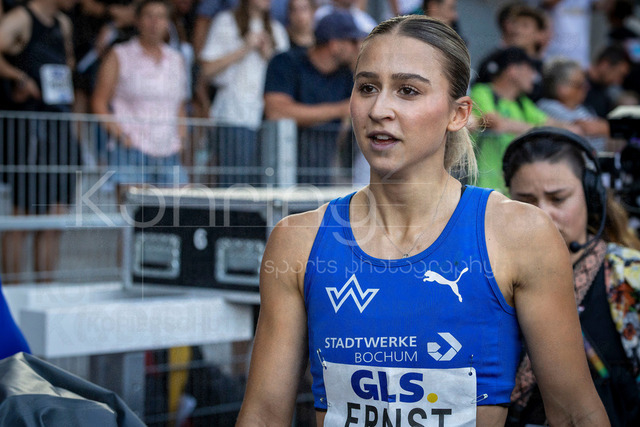 Deutsche Leichtathletik-Meisterschaften; Bochum-Wattenscheid, 25.07.2026 | Deutsche Meisterin über 100m Jolina Ernst (TV Wattenscheid 01); Deutsche Leichtathletik-Meisterschaften am 25.07.2026 im Lorheide-Stadion, Bochum-Wattenscheid (Nordrhein-Westfalen).