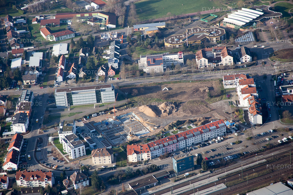 Luftbild: Bahnhofsring Baustelle im Ortsteil Graben in Graben-Neudorf im Bundesland Baden-Württemberg in Deutschland. Foto: IMG_085354.jpg vom 19.12.2015 durch Werner Riehm/FLY-FOTO.de