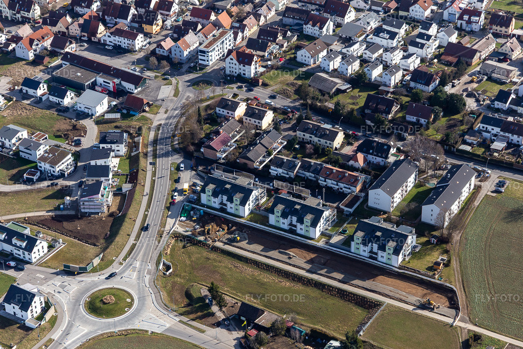 Luftbild: Fichtenweg in Gärtringen im Bundesland Baden-Württemberg in Deutschland. Foto: IMG_125136.jpg vom 20.02.2021 durch Werner Riehm/FLY-FOTO.de