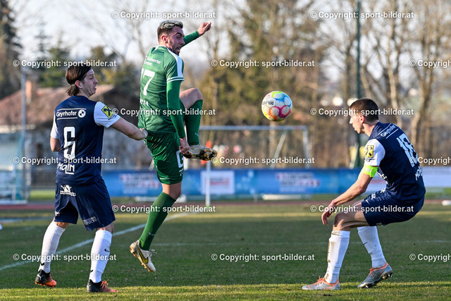 AUT, RLM, WSC Hertha Wels vs DSV Leoben | 18.03.2023, Mauth Stadion Wels, AUT, RLM, WSC Hertha Wels vs DSV Leoben, im Bild Bojan Mustetic (WSC Hertha), Roko Mislov (WSC Hertha) vs Josip Eskinja (DSV Leoben)


// Regionalliga Mitte Match between WSC Hertha Wels and DSV Leoben in Wels, Austria on 2023/03/18