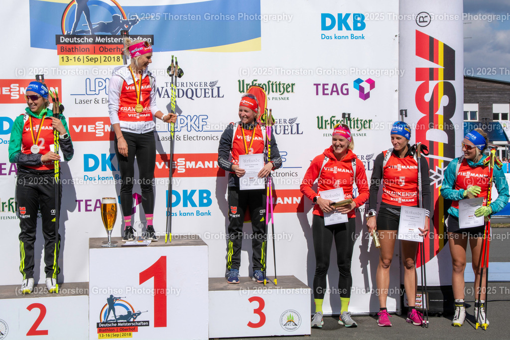 Deutsche Meisterschaften Biathlon 2018 | Deutsche Meisterschaften Biathlon 2018, Massenstart Frauen am 15.09.2018 in der DKB SKI ARENA in Oberhof, (Deutschland)

Bild: Sieger Karolin Horchler, Zweite Franziska Preuss, dritte Franziska Hildebrand, vierte Denise Herrmann, fünfte Vanessa Hinz, sechste Anna Weidel - Realisiert mit Pictrs.com