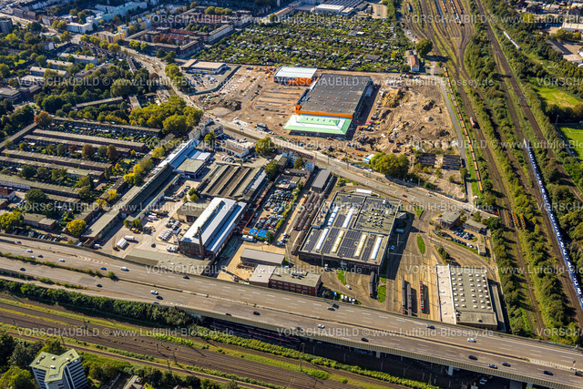 Duisburg241003298 | Luftbild, Baustelle mit Neubau der Gesamtschule auf dem ehemaligen Gelände der Didier-Werke, Wanheimerort, Duisburg, Ruhrgebiet, Nordrhein-Westfalen, Deutschland