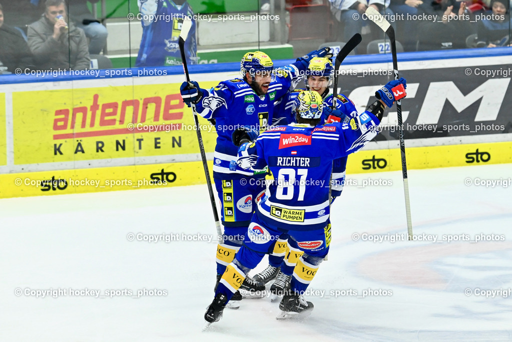 EC IDM Wärmepumpen VSV vs. EC KAC 10.12.202 | Jubel EC VSV Mannschaft, #71 Viveiros Layne, #78 Maxa Felix, #81 Richter Marco, 