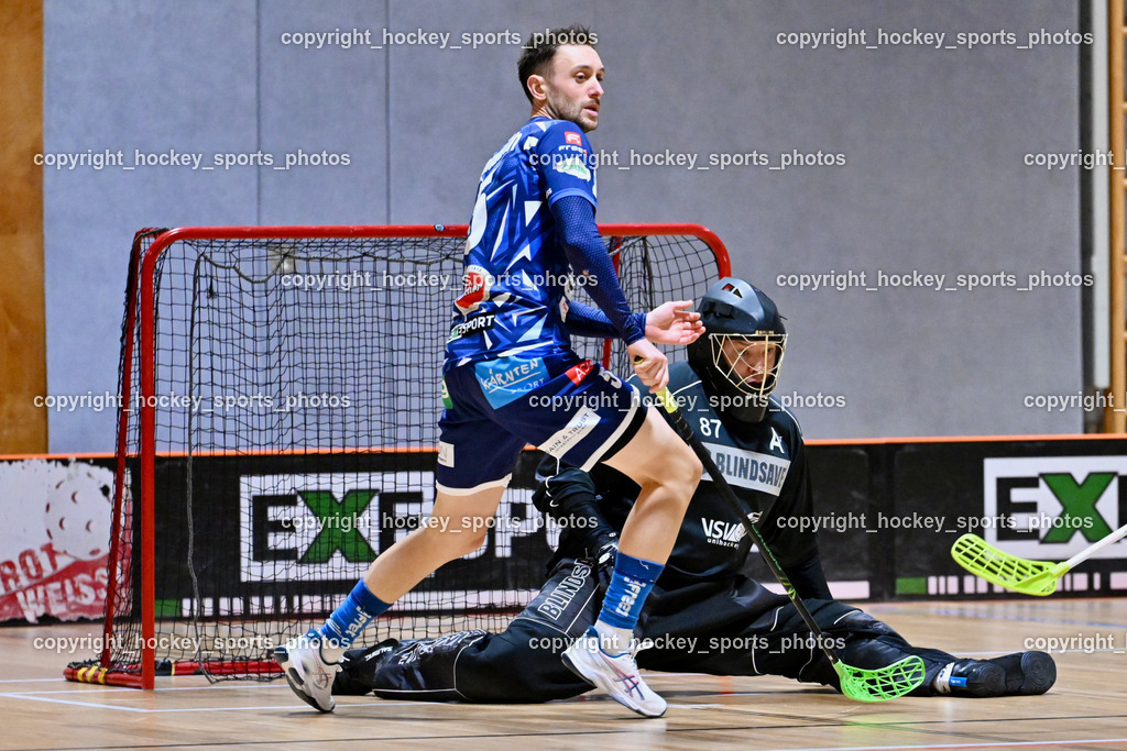 KAC Floorball vs. VSV Unihockey | #5 Michael Kanduth VSV Unihockey, #87 Timmo Taurer VSV Unihockey, KAC Floorball vs. VSV Unihockey, KAC Floorball vs. VSV Unihockey am 21.03.2026 in Klagenfurt (Ballspielhalle Waidmannsdorf), Austria, (Photo by Bernd Stefan)
