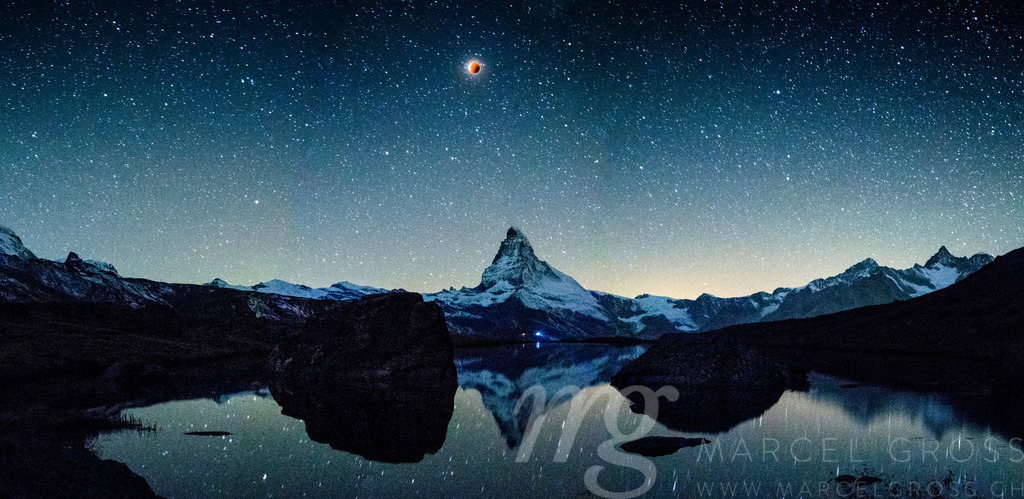 bloodmoon | Bloodmoon over Strellisee and Matterhorn in Zermatt, Swizterland - Realisiert mit Pictrs.com