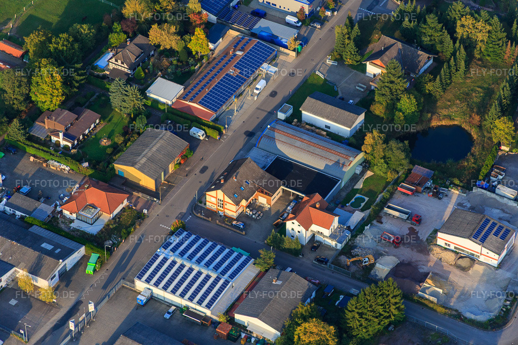Luftbild: Industriegebiet Am Kleinwald mit Fliesenstudio Ceramissimo GmbH in Herxheim bei Landau im Bundesland Rheinland-Pfalz in Deutschland. Foto: IMG_073926.jpg vom 03.10.2014 durch Werner Riehm/FLY-FOTO.deFliesen Naturstein Marmor Herxheim | Fliesenstudio Ceramissimo