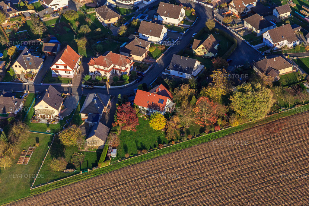 Luftbild: rue des Violets in Schleithal im Bundesland Bas-Rhin in Frankreich. – Foto: IMG_104394.jpg vom 31.10.2017 durch Werner Riehm/FLY-FOTO.de – Auflösung des Originals: 5472 x 3648 px