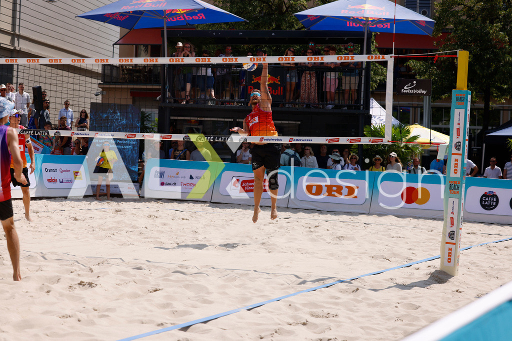Obi BeachTour 2026 - Basel | BASEL, SWITZERLAND - JULY 19: [PLAYER NAME] during the Obi BeachTour 2026 match between HAGENBUCH / HAUSSENER (SUI) and LEITNER / KINDL (AUT) at Barfüsserplatz on July 19, 2026 in Basel, Switzerland. - Realisiert mit Pictrs.com