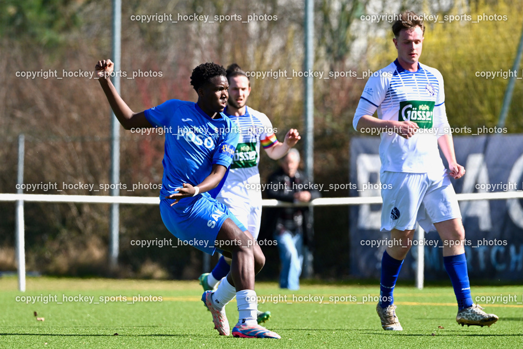 SAK vs. Dellach Gail | #14 Andre Le Prince Chedjou Fonkou SAK, #18 Marco Lesiak Dellach Gail, SAK vs. Dellach Gail, SAK vs. Dellach Gail am 22.03.2025 in Klagenfurt (Sportpark Welzenegg), Austria, (Photo by Bernd Stefan)