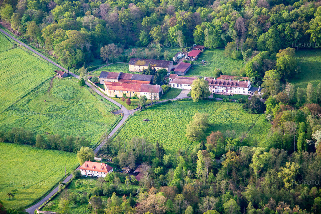 Vue aérienne: Château Bonnefontaine à Altwiller dans le département Bas Rhin, France. Photo: IMG_140578.jpg prise le 01/05/2024 par Werner Riehm/FLY-FOTO.euRésolution de l'original: 5472 x 3648 px