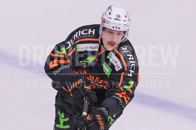 ICE Hockey League: Moser Medical Graz 99ers vs HC TIWAG Innsbruck – Die Haie | Graz, Austria,31.Jan.26 - ICE HOCKEY - ICE Hockey League, Graz 99ers vs HC Innsbruck. The image shows Anders Koch (99ers).