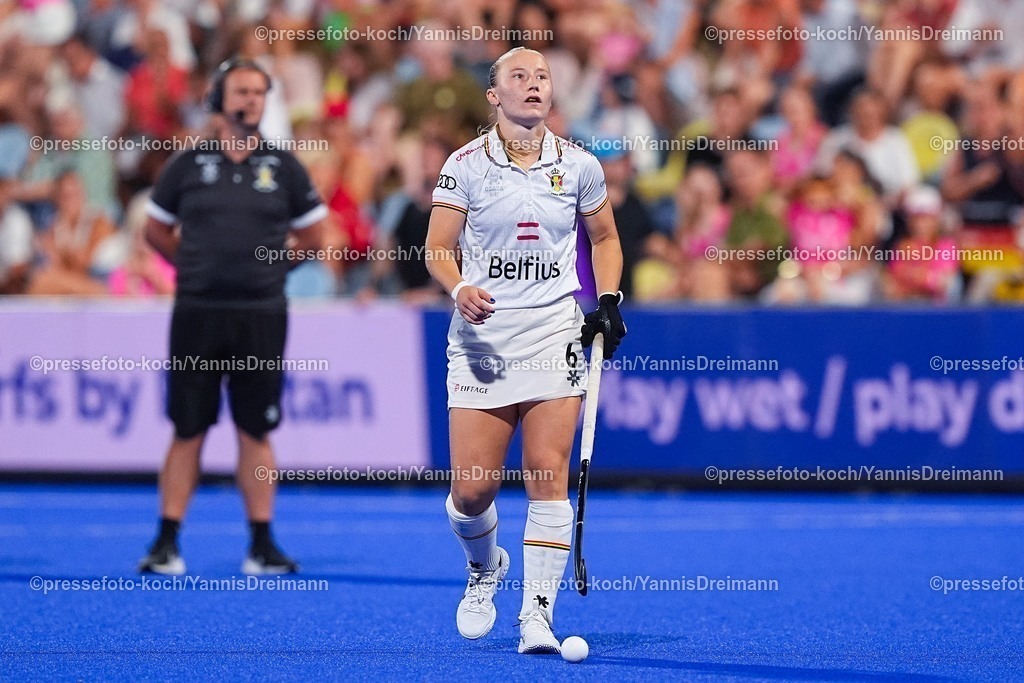 xydrx15082504059 | 15.08.2025, xydrx, Frauen EuroHockey Championship 2025, Halbfinale, Belgien - Deutschland, Sparkassenpark Mönchengladbach: Charlotte Englebert (BEL #6)