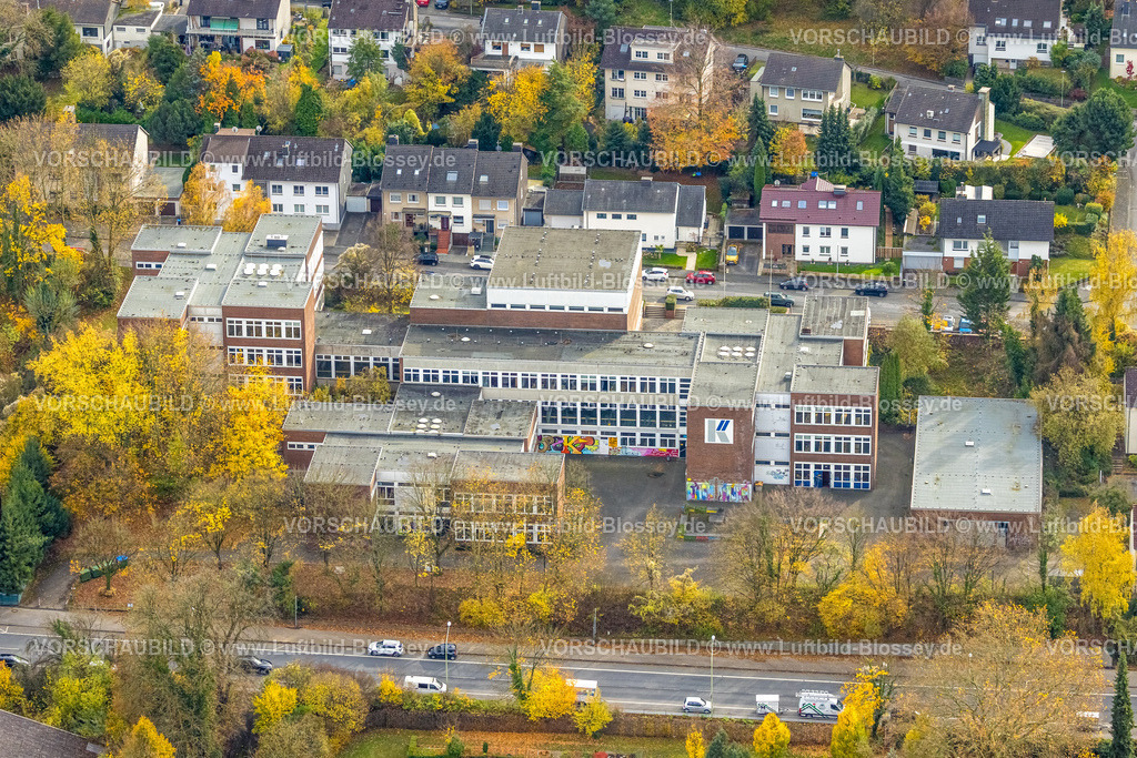Hagen251101692 | Luftbild, Kaufmannsschule II - Berufskolleg der Stadt Hagen Berufsschule, herbstliche Bäume, Hohenlimburg, Hagen, Ruhrgebiet, Nordrhein-Westfalen, Deutschland