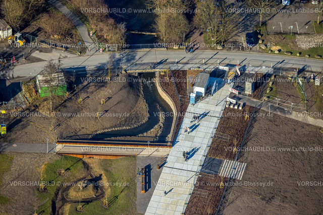 Bochum240103394 | Luftbild, Baustelle am Ümminger See mit neuer Promenade an der Nordseite, Langendreer-Alter Bahnhof, Bochum, Ruhrgebiet, Nordrhein-Westfalen, Deutschland