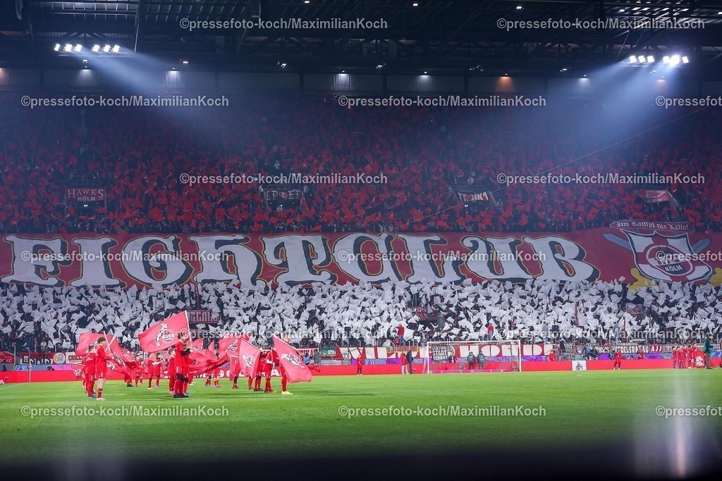 1FC14012601011 | 14.01.2026, Fußball, 1. FC Köln - FC Bayern München, 1. Fußball Bundesliga, 17. Spieltag, RheinEnergie-STADION, Saison 2025 2026: Die Fightclub Choreografie vor dem Spiel  DFB regulations prohibit any use of photographs as image sequences and or quasi-video.