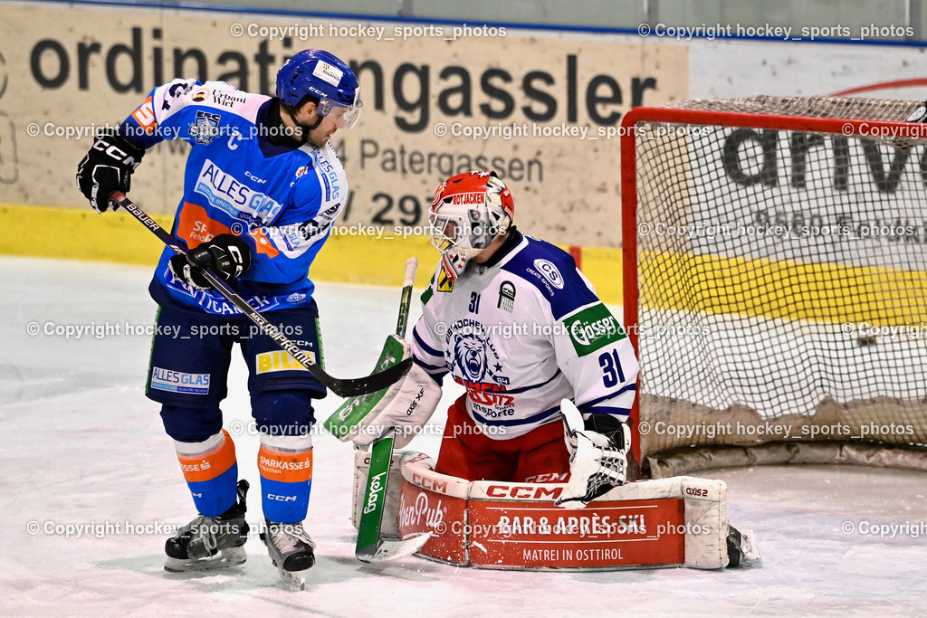 ESC Sparkasse STEINDORF vs. UECR Huben | #57 Wilfan Franz ESC Steindorf, #31 Sicher Michael UECR EISBÄREN HUBEN, ESC Sparkasse STEINDORF vs. UECR Huben, ESC Sparkasse STEINDORF vs. UECR Huben am 30.01.2026 in Steindorf (Ossiachersee Halle), Austria, (Photo by Bernd Stefan)