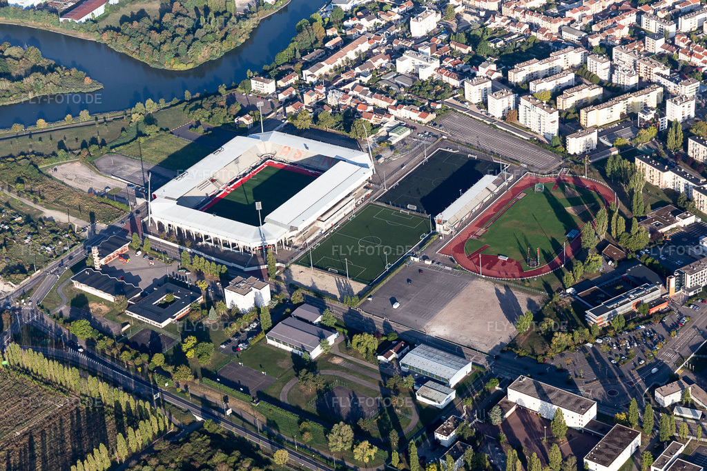 Luftbild: Sportstätten-Gelände der Arena des Stadion Stade Marcel-Picot am Boulevard Jean Jaurès im Ortsteil Centre Ville Picot in Tomblaine im Bundesland Meurthe-et-Moselle in Frankreich. Foto: IMG_117863.jpg vom 14.09.2019 durch Werner Riehm/FLY-FOTO.de