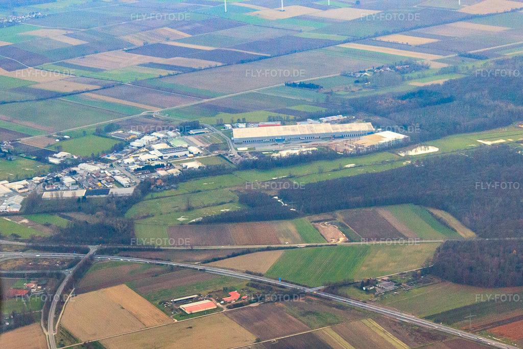 Luftbild: Industriegebiet Horst im Ortsteil Minderslachen in Kandel im Bundesland Rheinland-Pfalz in Deutschland. Foto: IMG_35649.jpg vom 20.11.2010 durch Werner Riehm/FLY-FOTO.de