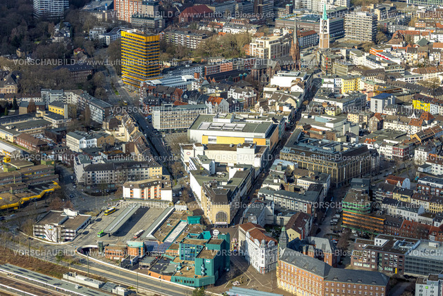 Gelsenkirchen230211691 | Luftbild, Bahnhofsvorplatz am Hbf., Bahnhofcenter, mit Husemannstraße und Bahnhofstraße, Altstadt, Gelsenkirchen, Ruhrgebiet, Nordrhein-Westfalen, Deutschland