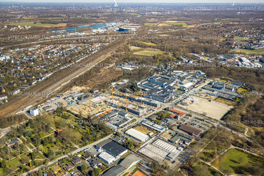 Herne250301910 | Luftbild, Baustelle im Gewerbegebiet Am Trimbuschhof, Sodingen, Herne, Ruhrgebiet, Nordrhein-Westfalen, Deutschland