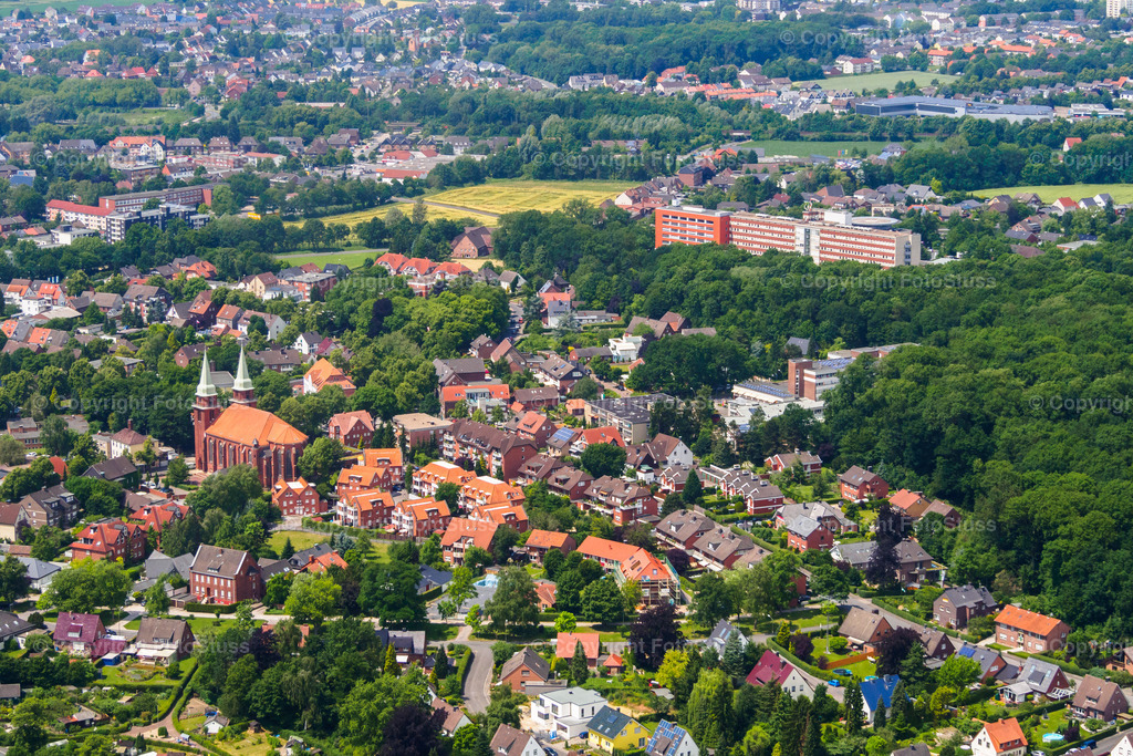 Luftbild von Hamm Heessen in Westfalen | Luftbild vom Stadtteil Hamm Heessen mit der Barbara Klinik. - Realisiert mit Pictrs.com