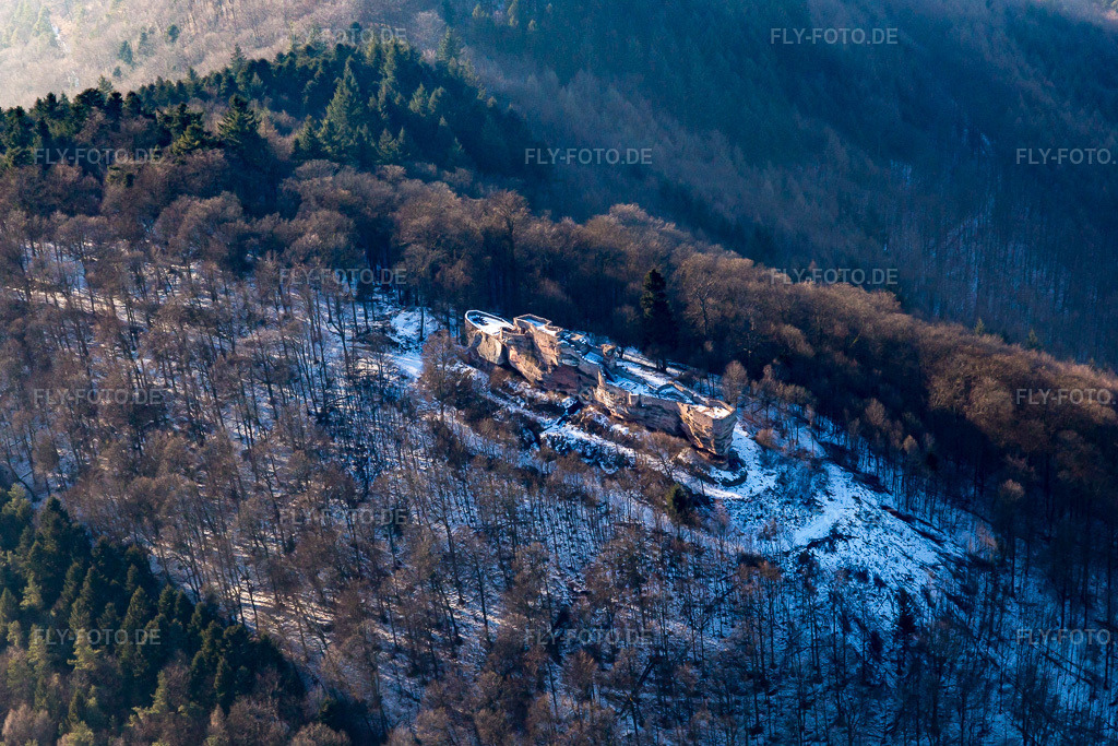 Luftbild: Ruine der mittelalterlichen Höhnburg Wegelnburg in Schönau im Bundesland Rheinland-Pfalz in Deutschland. Foto: IMG_096345.jpg vom 21.01.2017 durch Werner Riehm/FLY-FOTO.de