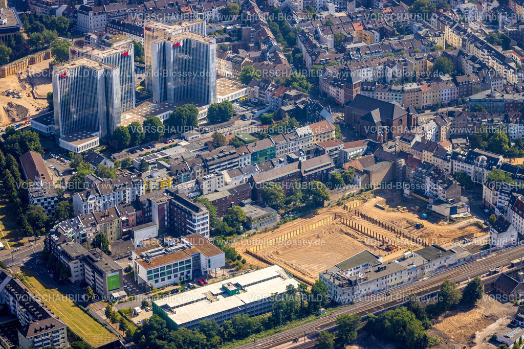 Duesseldorf220700985 | Luftbild, Baustelle an der Volmerswerther Straße, am Sankt Martinus Krankenhaus, Unterbilk, Düsseldorf, Rheinland, Nordrhein-Westfalen, Deutschland