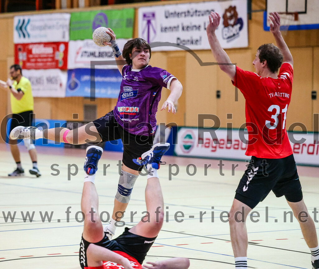 2024-01-27_066_SpVgg_Altenerding_gegen_TV_Altoetting | Erding, Deutschland, 27.01.2024:
Handball, Bezirksoberliga Männer 2023 / 2024, 13. Spieltag, SpVgg Altenerding gegen TV Altötting, Endergebnis: 30:28

Kilian Jödecke (SpVgg Altenerding, #41), Michael Oberauer (TV Altötting, #31)

Foto: Christian Riedel / fotografie-riedel.net