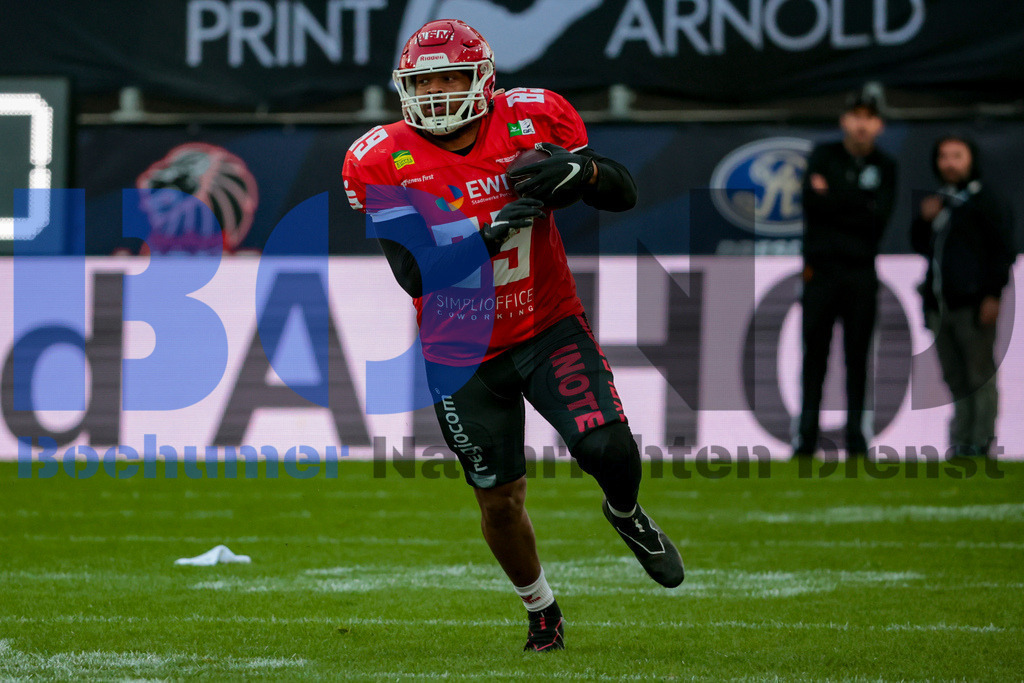  14.10.2023 - 
 | Sebastian Sendlak / Bochumer Nachrichtendienst (BOND) - GFL-Bowl 2023: Schwaebisch Hall Unicorns vs. Potsdam Royals - Realisiert mit Pictrs.com