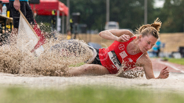 Para Heimspiel 7.0; Leverkusen, 18.07.2026 | LEVERKUSEN, GERMANY - JULY 18, 2026 : Elena Kratter (SUI/TSV Bayer 04 Leverkusen) competing in the long jump during the Para Heimspiel 7.0 at Fritz Jacobi Sports Complex on July 18, 2026 in Leverkusen, Germany.