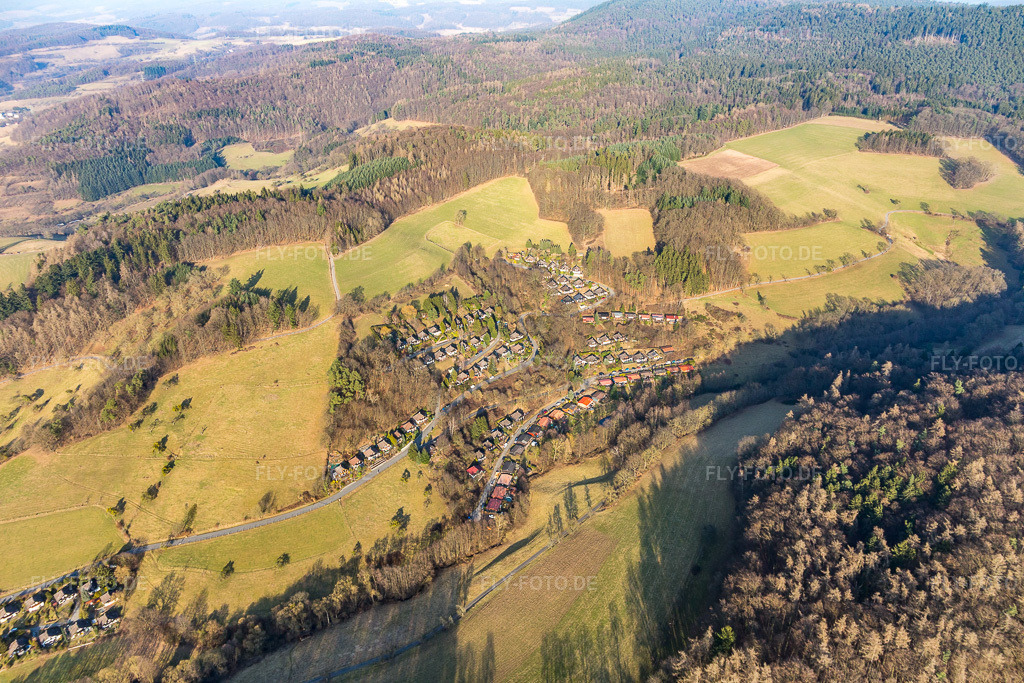 Luftbild: Reichelsheim, Ferienhaussiedlung Unter-Ostern am Formbach im Ortsteil Unter-Ostern in Reichelsheim im Bundesland Hessen in Deutschland. Foto: IMG_096654.jpg vom 14.02.2017 durch Werner Riehm/FLY-FOTO.de