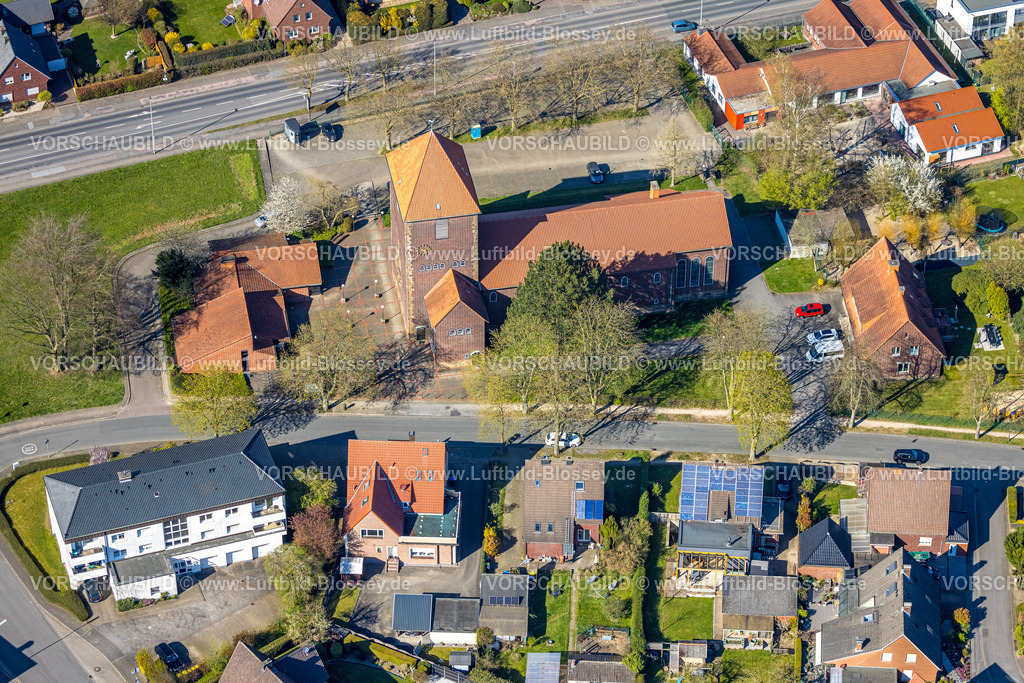 Werne250403384 | Luftbild, kath. Kirche Maria Frieden, Werne, Ruhrgebiet, Nordrhein-Westfalen, Deutschland