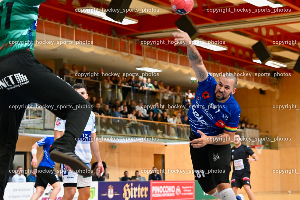 SC Ferlach vs. HC Linz AG 11.10.2023 | #81 MILICEVIC Adrian SC Ferlach, SC Ferlach vs. HC Linz AG 11.10.2023, SC Ferlach vs. HC Linz AG am 11.10.2023 in Ferlach (Ballspielhalle Ferlach), Austria, (Photo by Bernd Stefan)