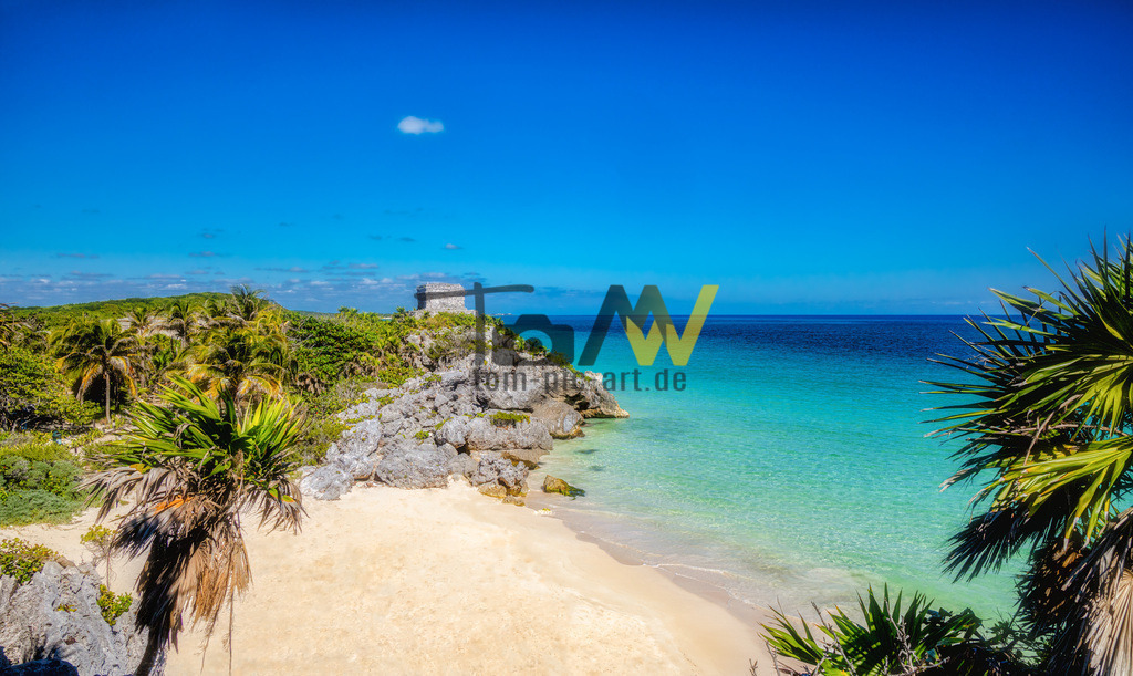 Strand in Tulum - Mexiko | Eine traumhafter Ausblick auf den Strand in Tulum. - Realisiert mit Pictrs.com