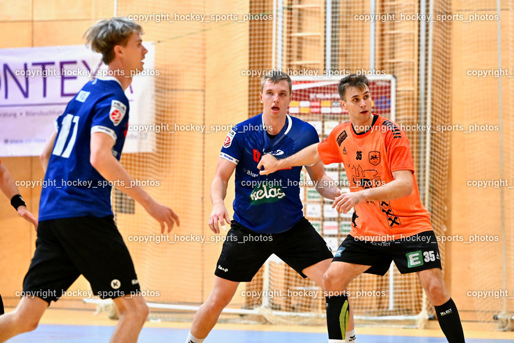 SC kelag Ferlach vs. HSG Holding Graz | #17 Kelih Markus SC Ferlach, #8 KNAPP Simon SC Ferlach, #35 JURANIC Jura Egon HSG Graz, SC kelag Ferlach vs. HSG Holding Graz, SC kelag Ferlach vs. HSG Holding Graz am 18.10.2025 in Ferlach (Ballspielhalle Ferlach), Austria, (Photo by Bernd Stefan)