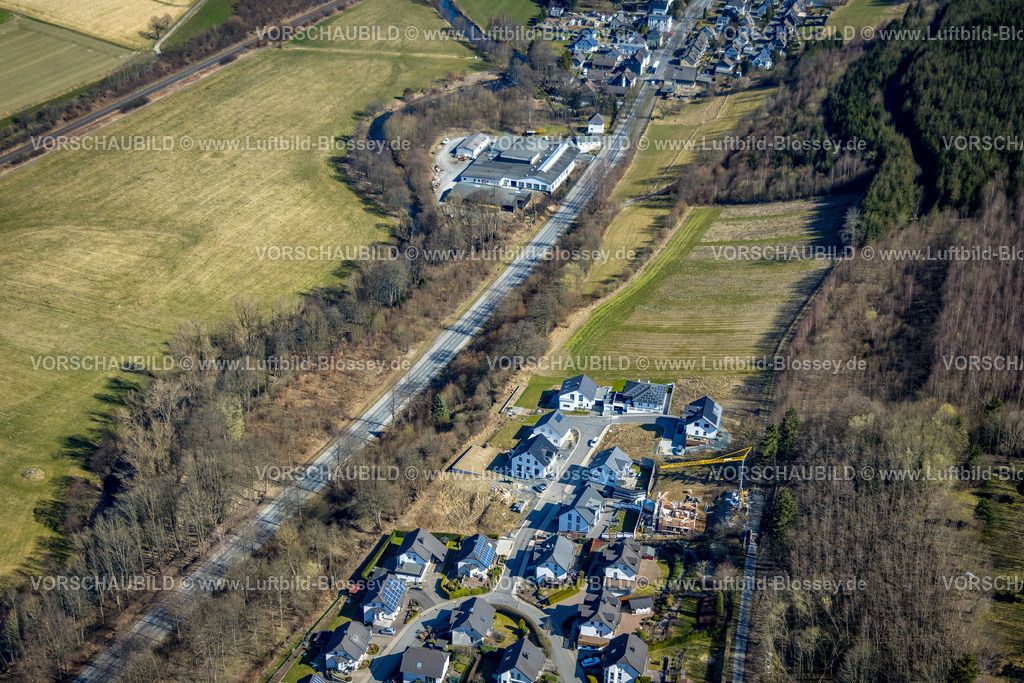 Meschede220302627 | Luftbild, Heinrichsthaler Straße, Baustelle Neubausiedlung Unterm Brennrodt, Meschede-Stadt, Meschede, Sauerland, Nordrhein-Westfalen, Deutschland