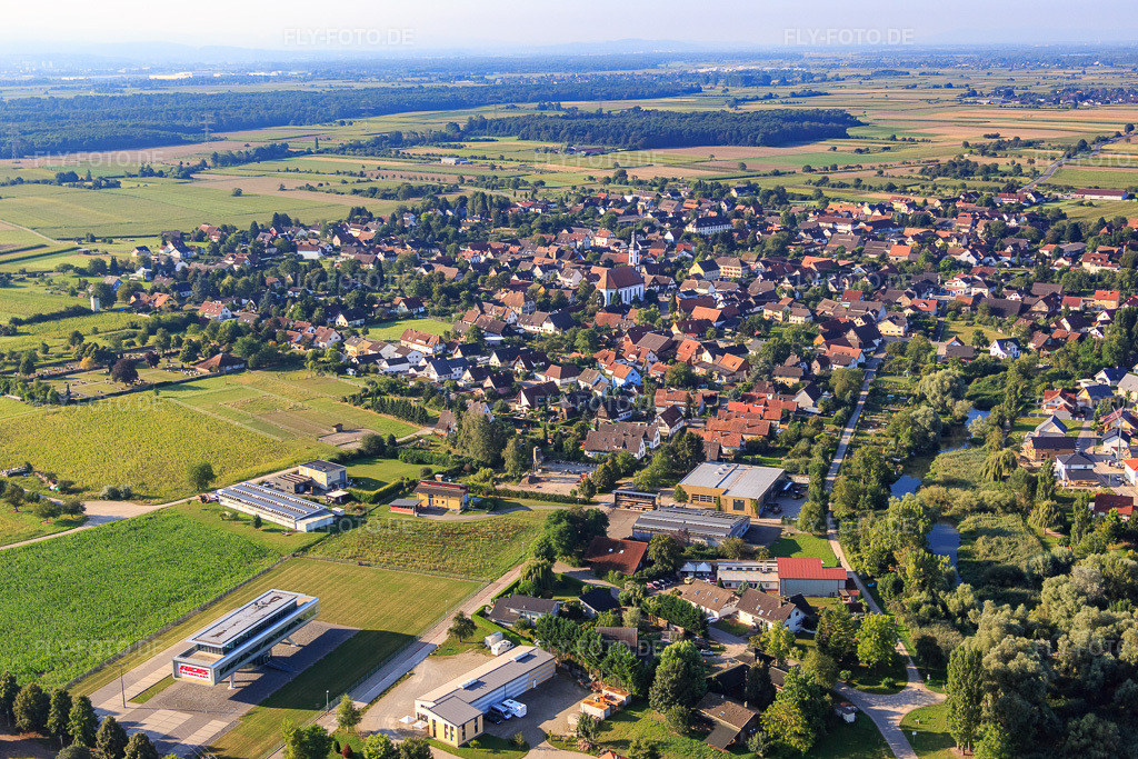 Luftbild: Ortsansicht von Norden in Meißenheim im Bundesland Baden-Württemberg in Deutschland. Foto: IMG_093205.jpg vom 16.08.2016 durch Werner Riehm/FLY-FOTO.de