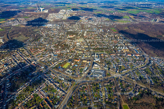 Gelsenkirchen230211258 | Luftbild, Ortsansicht Buersche City, Wolkenschatten, Buer, Gelsenkirchen, Ruhrgebiet, Nordrhein-Westfalen, Deutschland