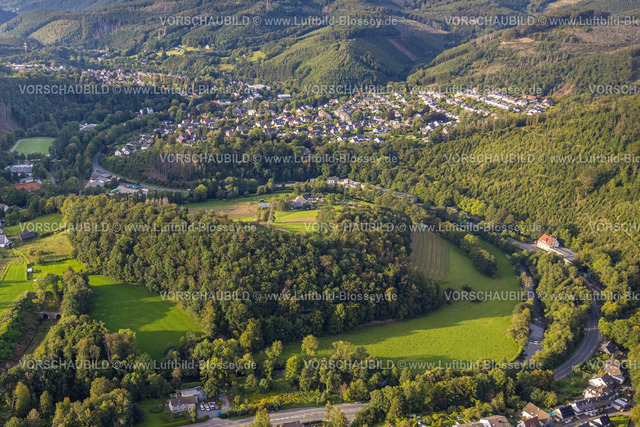 Hagen230904037 | Luftbild, Ortsansicht Dahl mit Waldgebiet Bietinghausen an der Bundesstraße B54 Schleife in Dahl, Hagen, Ruhrgebiet, Nordrhein-Westfalen, Deutschland