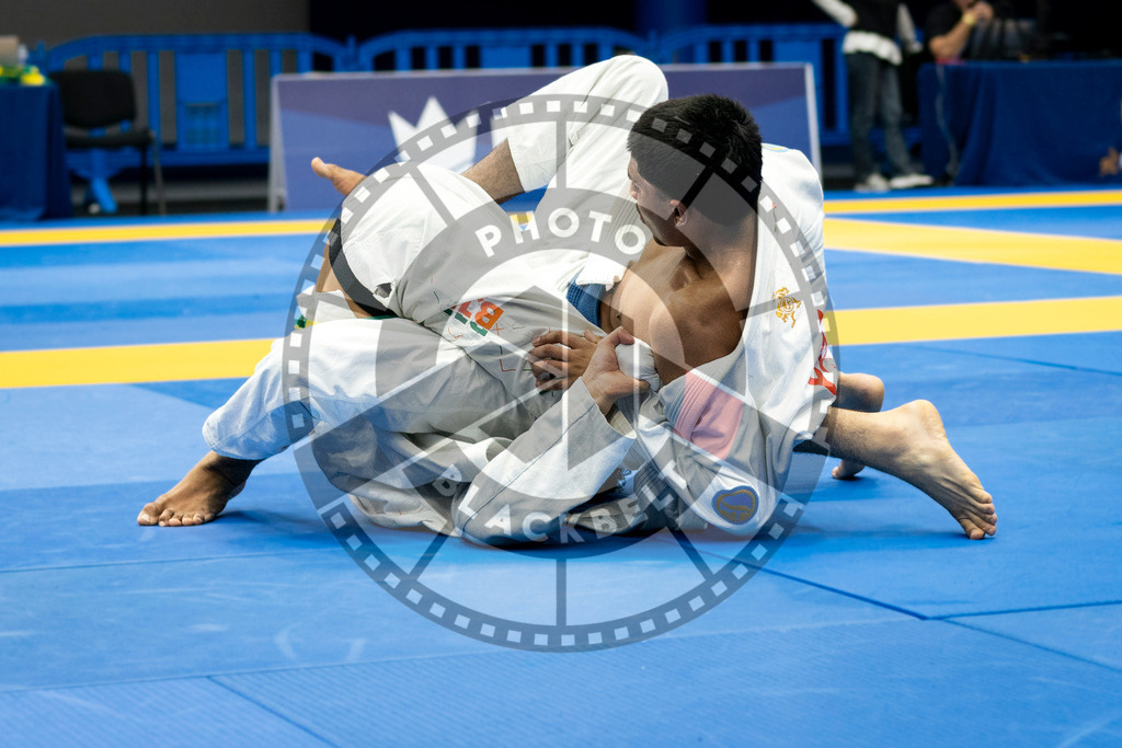 20240121PBB7439 | Fighters compete during the second day of the IBJJF European Championship in Paris, France, on January 21, 2024.