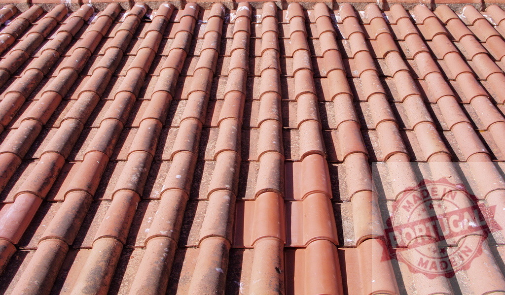 Old terracotta roof tiles creating pattern background | Terracotta roof tiles covering a roof, forming a repetitive architectural pattern and texture - Realisiert mit Pictrs.com