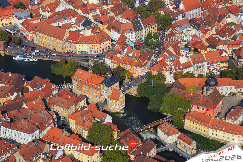 Luftbild von Altes-rathaus Bamberg - Luftaufnahme wurde 2014 von https://frankenair.de mittels Flugzeug (keine Drohne) erstellt - die Geschenkidee