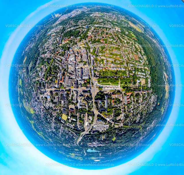 Gelsenkirchen240890561BuerMitte | Luftbild, Wohngebiet Ortsteil Buer Mitte, Zentrum und Rathaus Buer, Erdkugel, Fisheye Aufnahme, Fischaugen Aufnahme, 360 Grad Aufnahme, tiny world, little planet, fisheye Bild, Buer, Gelsenkirchen, Ruhrgebiet, Nordrhein-Westfalen, Deutschland