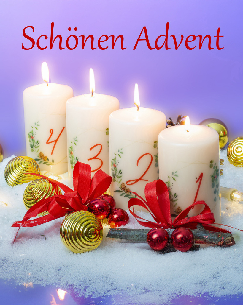 Schönen Advent: Adventsgrüße für Instagram im empfohlenen Seitenverhältnis 4:5 | Adventsgrüße mit Kerzen und Text SCHÖNEN ADVENT im empfohlenen Seitenverhältnis 4:5 für Instagram (digital nachbearbeitet) - Realisiert mit Pictrs.com