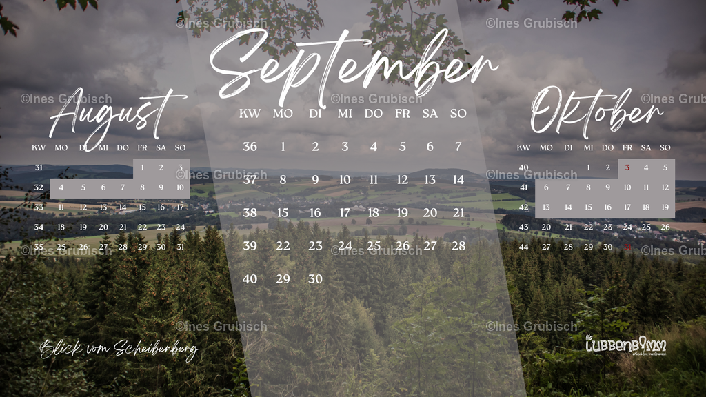 Kalender 2025 - 09 September | Lila Lubbenbomm - Artwork by Ines Grubisch - Realisiert mit Pictrs.com