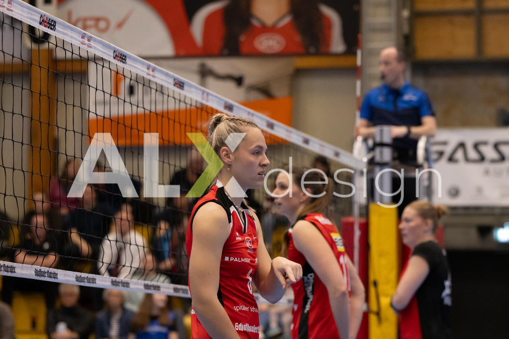 Volleyball I Frauen I Saison 2025-2026 I Volleyball NLA | Women I 1/4 Finals I VC Kanti Schaffhausen - BIWI Volleyball Franches-Montagnes I 21.02.2026 | 8 Lina-Marie Lieb (DE) (VC Kanti Schaffhausen) – Aussen - Realisiert mit Pictrs.com