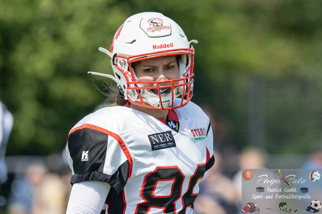 GFLW 1: German Football League Women 1: Rodgau Pioneers Ladies - Stuttgart Scorpions Sisters, 07.06.2026 | Angela Daniela Luzia Kächle (Stuttgart Scorpions Sisters #86), Freisteller, Portrait / Porträt, Rodgau Pioneers Ladies - Stuttgart Scorpions Sisters, Rodgau, Maingau-Energie-Stadion "Am Weichsee", 7.6.2026 - Realisiert mit Pictrs.com